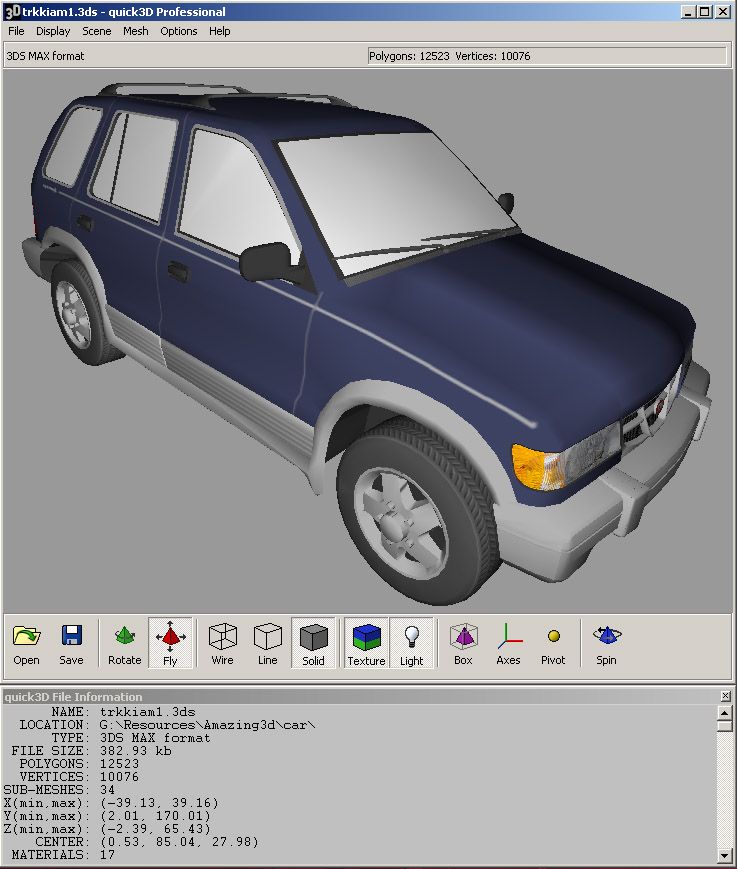 Screenshot of quick3D Viewer